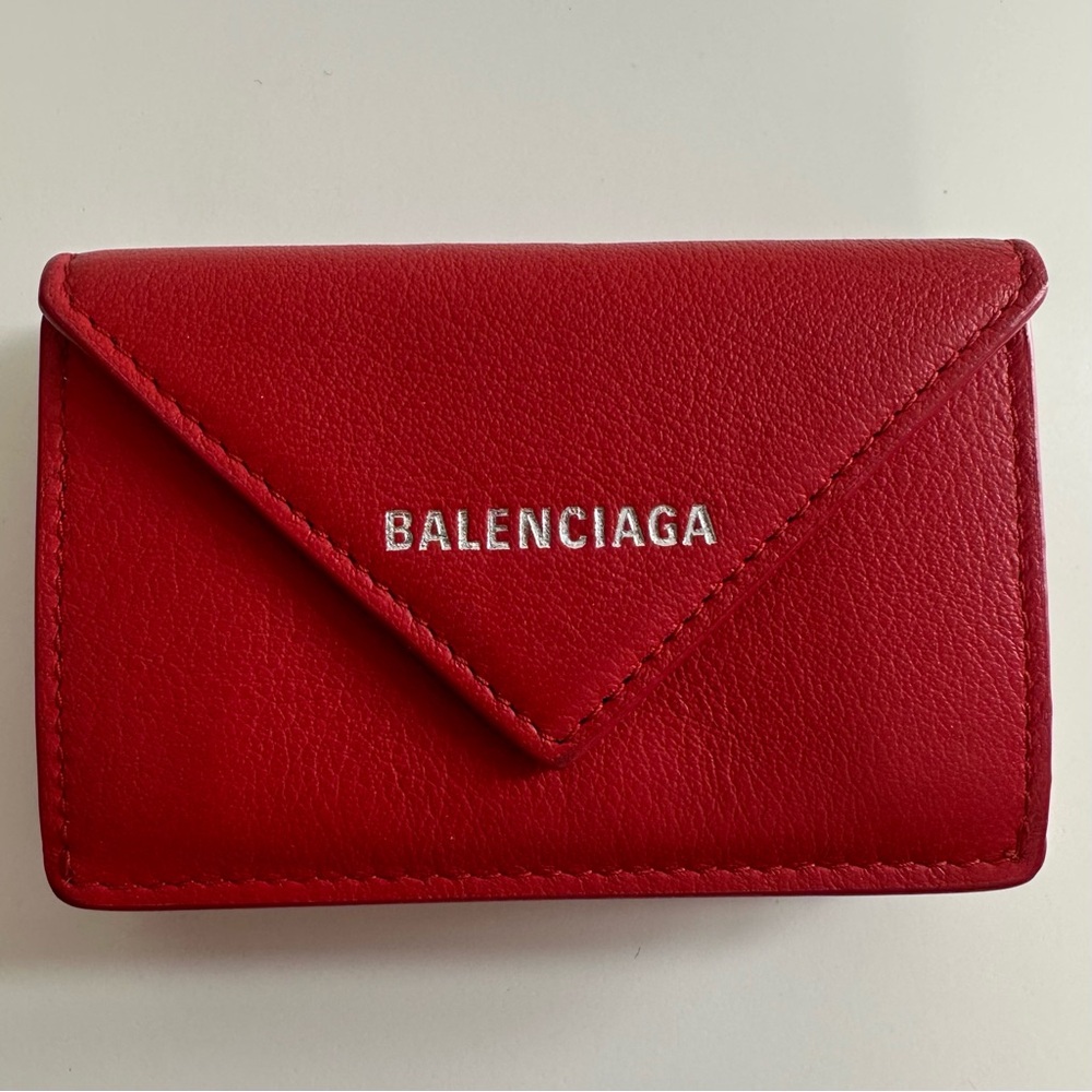 Balenciaga Red Leather Mini Wallet‎